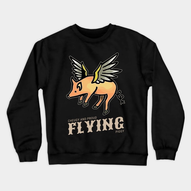 Vintage Pig Tattoo Pig Fly Crewneck Sweatshirt by KewaleeTee